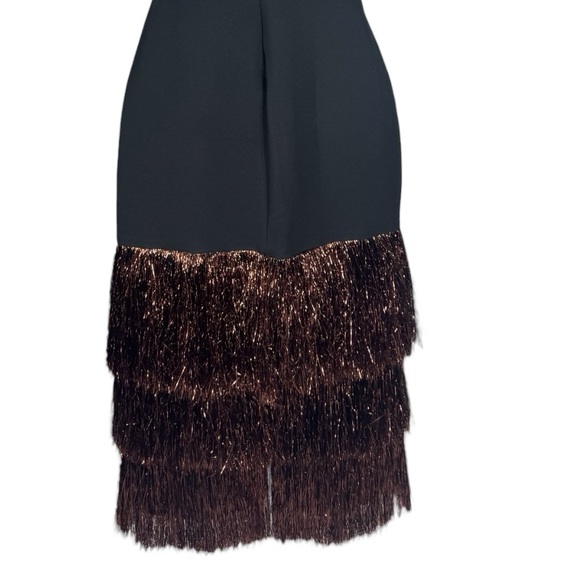Tuckernuck Hyacinth House Francie Fringe Maxi Dress Black Metallic XXS NWT - Picture 9 of 13